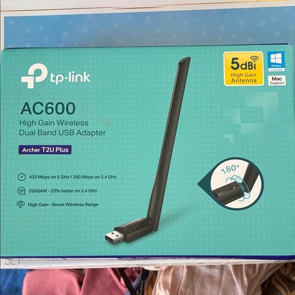 TP-Link Archer T2U Plus USB Adapter - Black - Picture 1 of 1